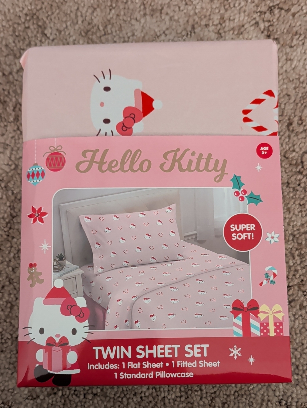 Hello Kitty Pink Holiday Twin Sheet Set